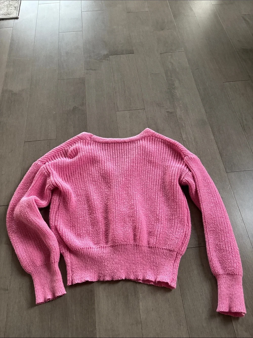 SHEIN Bubblegum Pink V-Neck Button-Up Knit Cardigan - Picture 7 of 7